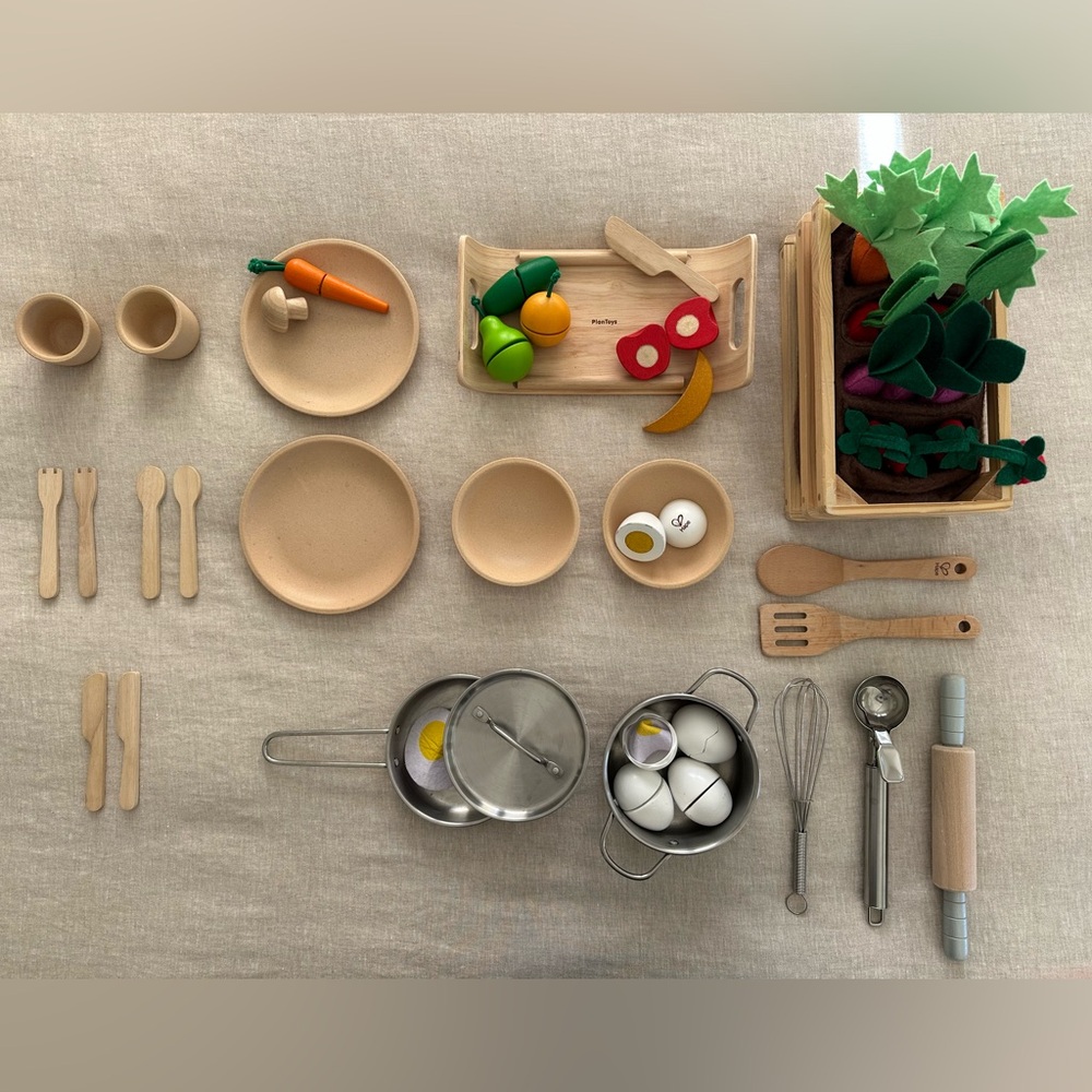 Wooden Play Kitchen Set with Accessories . Plan Toys, Hape, Pottery Barn Kids